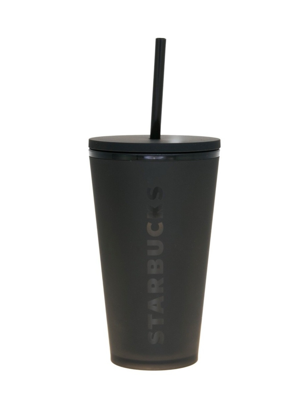 STARBUCKS Matte Black Mermaid Logo Cold Cup Grande Holiday TUMBLER 16 Oz Cup